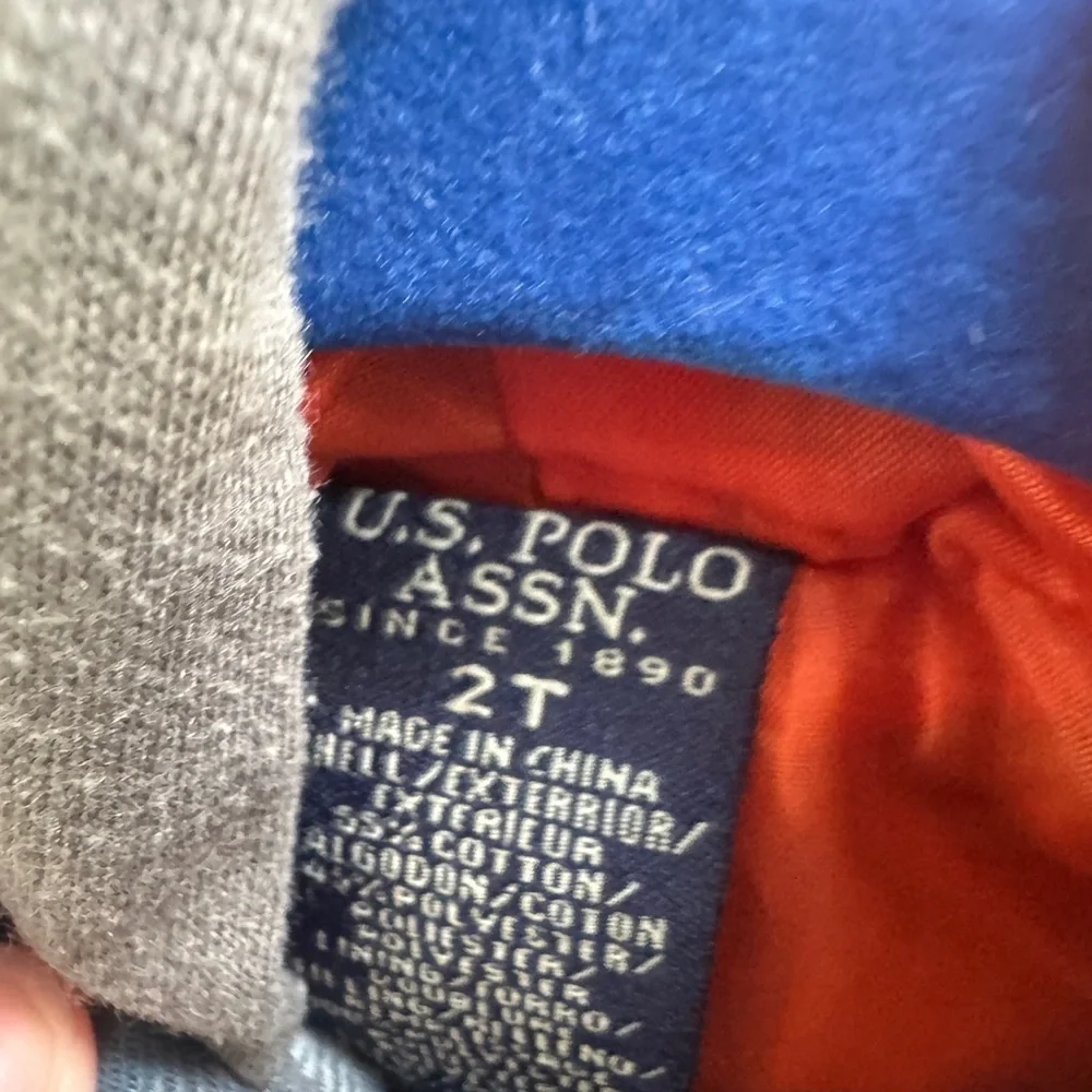 U.S. Polo Assn. Boys 2T Gray Blue and Orange Plaid Jacket Hoodie Zip Up